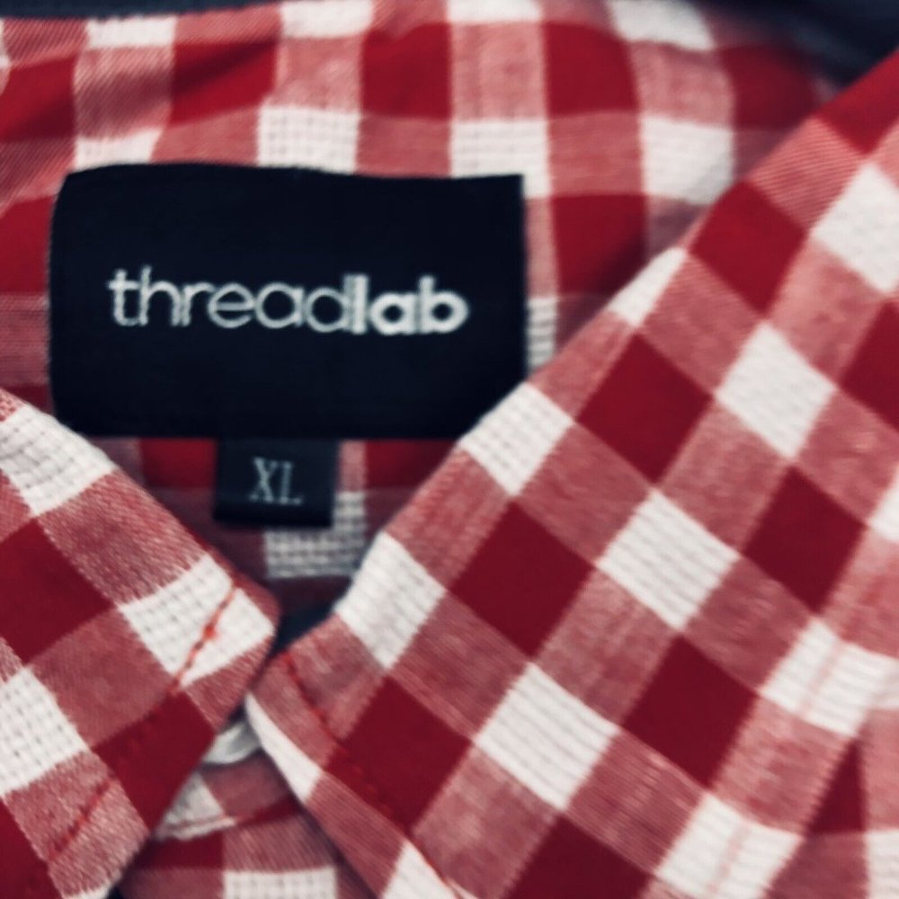 Threadlab Men's Button-Down Shirt Long Sleeve Top Breast Pocket Plaid XL - Picture 5 of 5